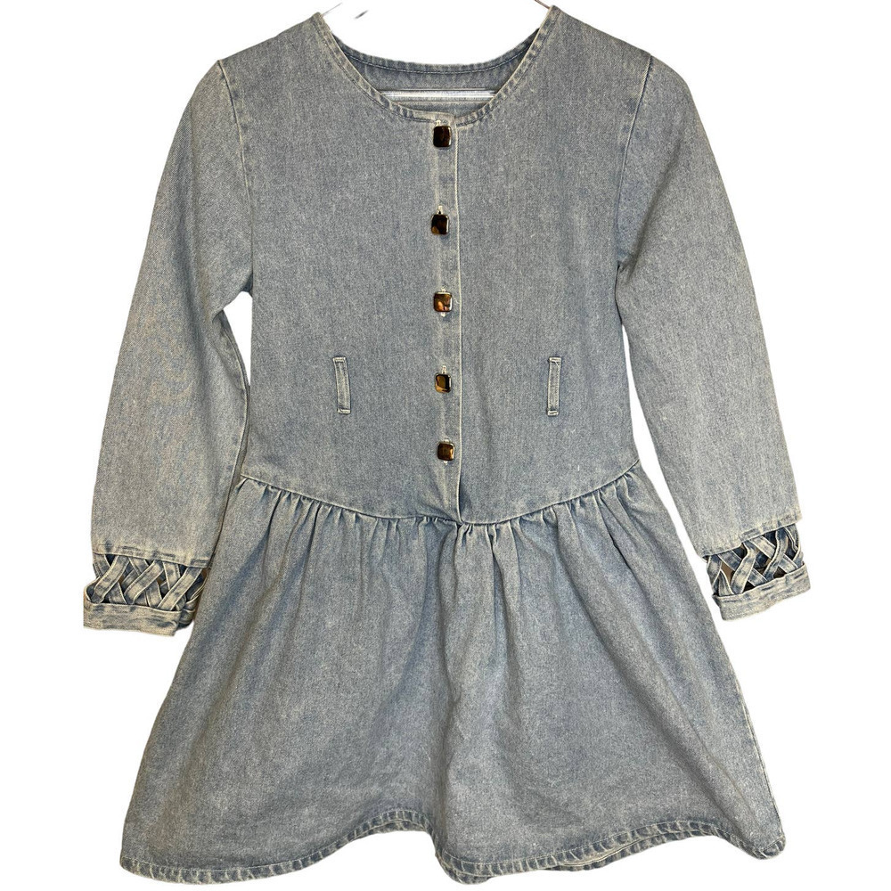 Vintage 1980's Light Wash Denim Jean French Toast Dress
